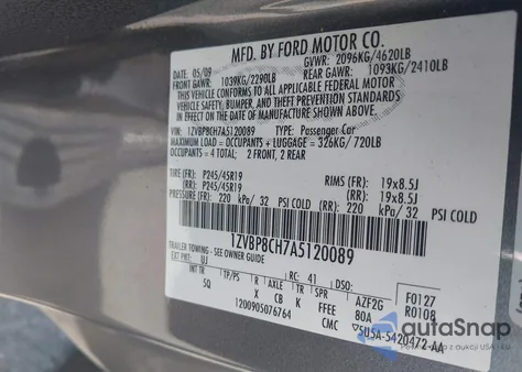 2010 Ford Mustang Gt z USA, uszkodzony, nr VIN 1ZVBP8CH7A5120089